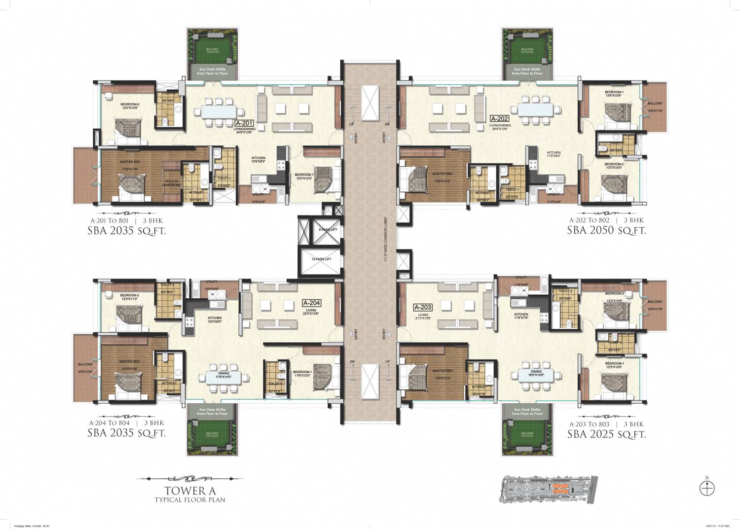 Block - A, 2nd to 8th Typical Floor Plan - prisha hanging gardens