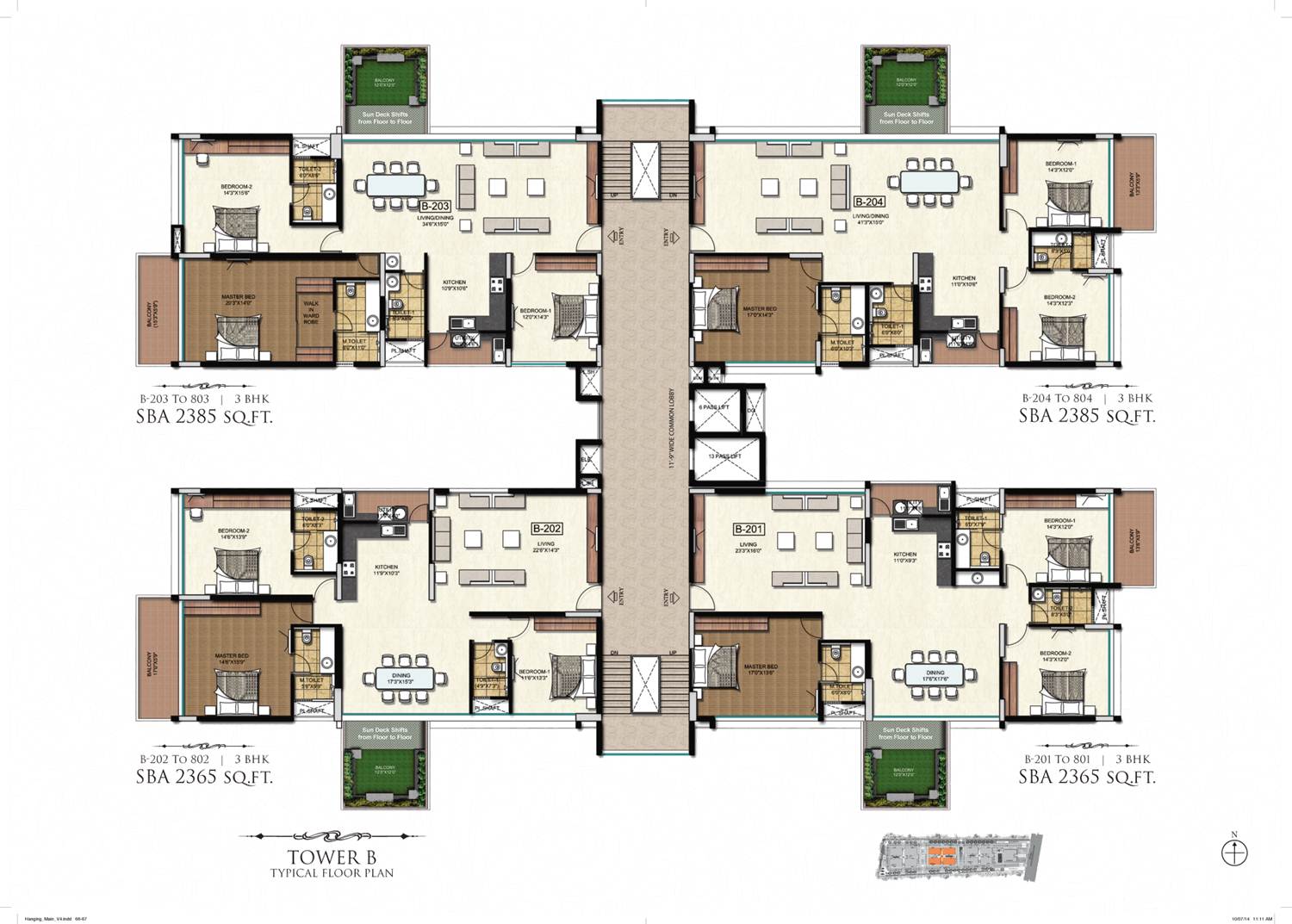Block - B, 2nd to 8th Typical Floor Plan - prisha hanging gardens