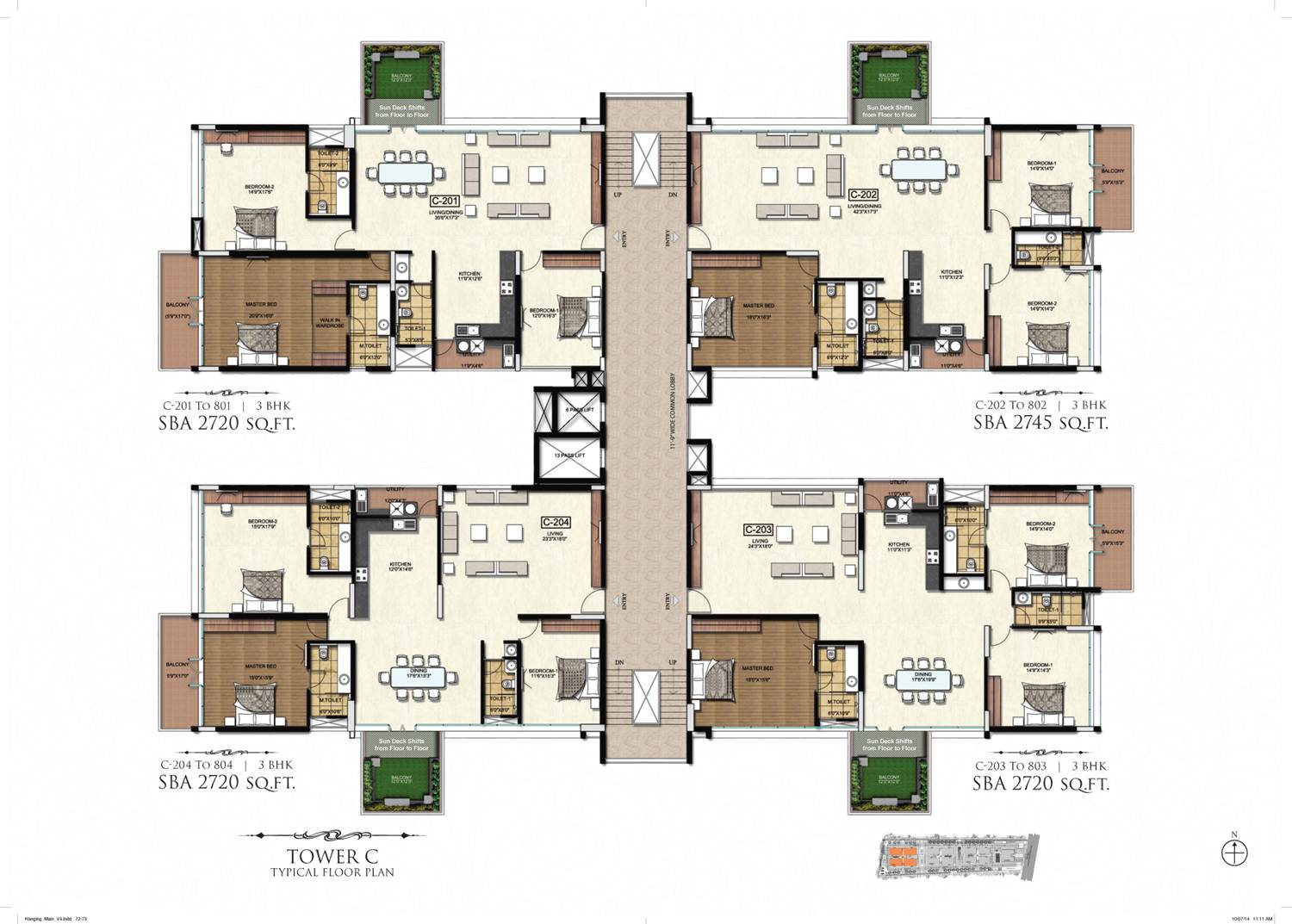 Block - C, 2nd to 8th Typical Floor Plan - prisha hanging gardens