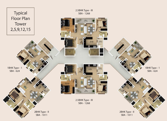 TypicalFloor Plan Tower-2,5,9,12,15 - Skylark Ithaca