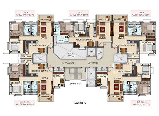 TOWER A 2BHK A 202 TO A 1102 2BHK A 203 TO A 1103 2BHK 204 TO A 1104 2 5 BHK A 201 TO A 1101 2 5BHK A205 TO A 1105 - Mantri Primus Reflection