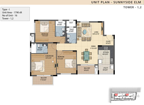 TYP I UNIT AREA 1790SFT - Prestige Sunnyside