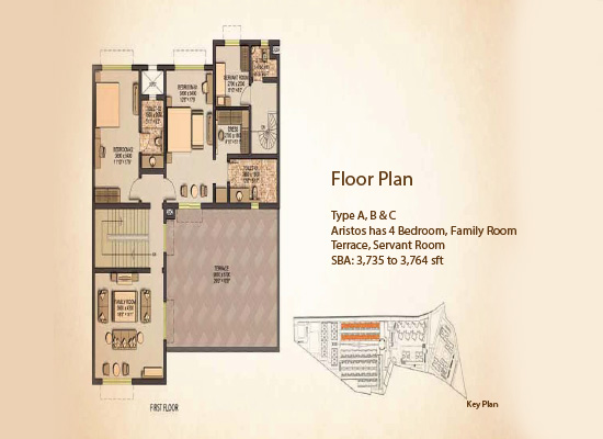 TYPE A B & C aRISTOS HAS 4 BEDROOM FAMILY ROOM TERRACE SERVANT ROOM SBA 3764 SQFT - Sobha City