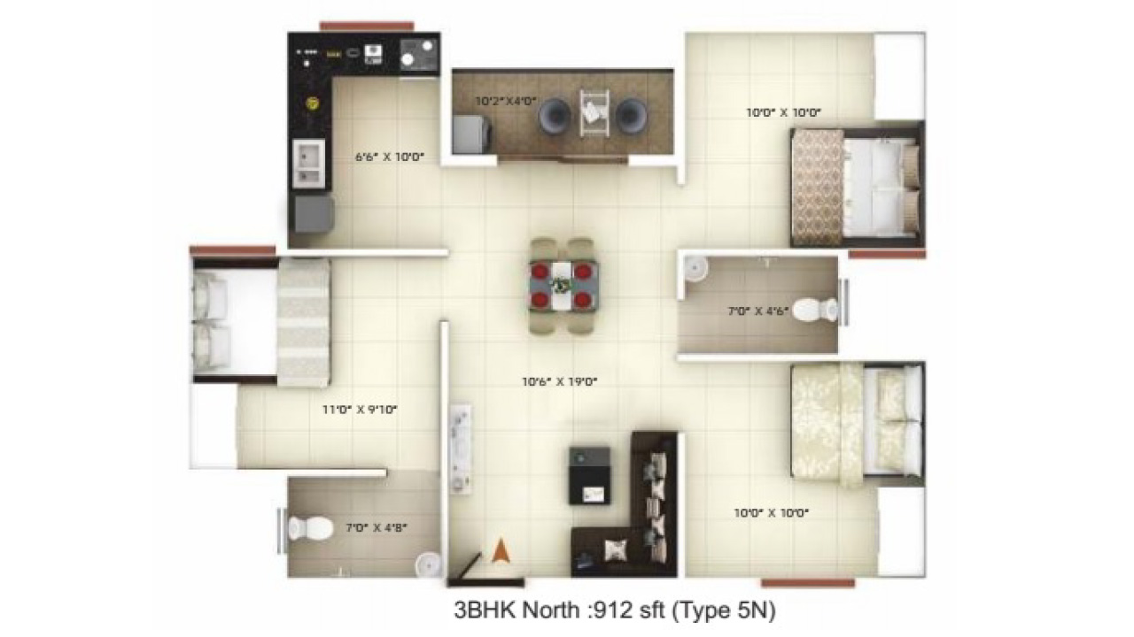 3 BHK - icon happy living