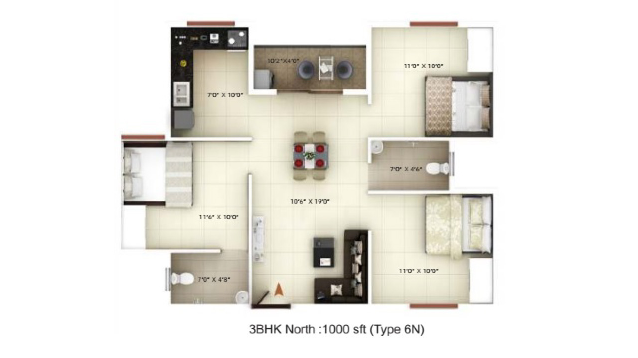 3 BHK - icon happy living