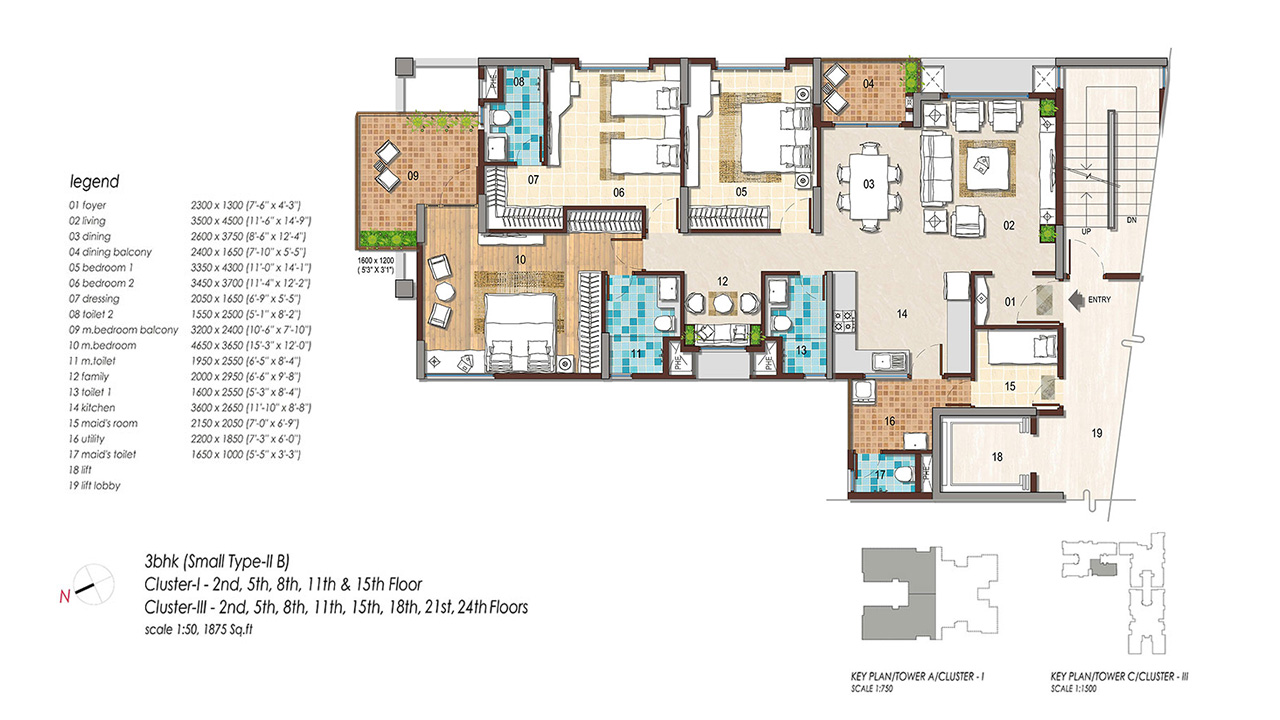 3 BHK Smalltype 2b - Bhartiya City Leela Residences