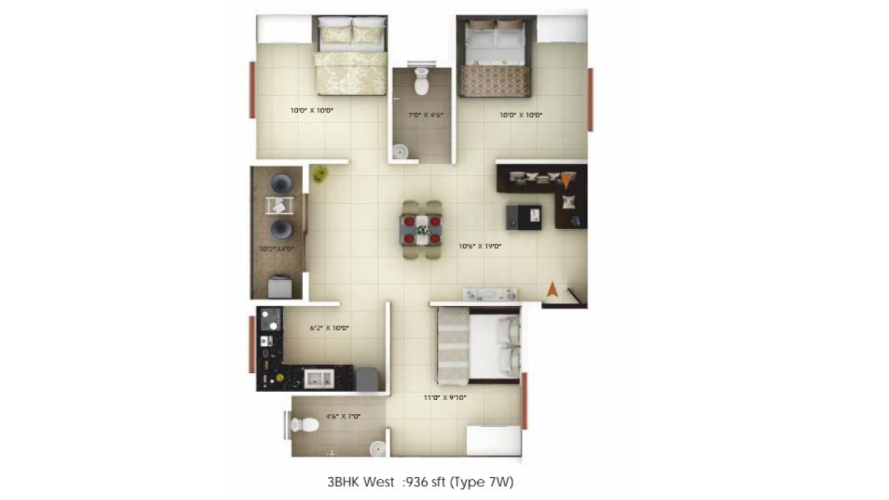 3 BHK - icon happy living