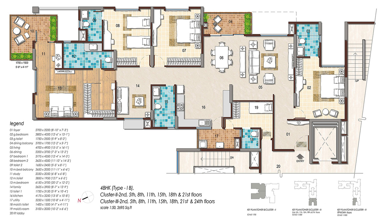 4 BHK Type1b - Bhartiya City Leela Residences
