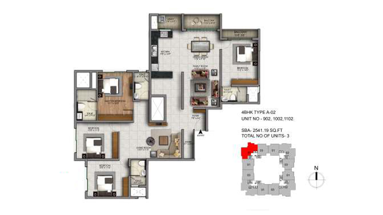 4BHK Type A2 2641 Sq. Feet - Century Infinity