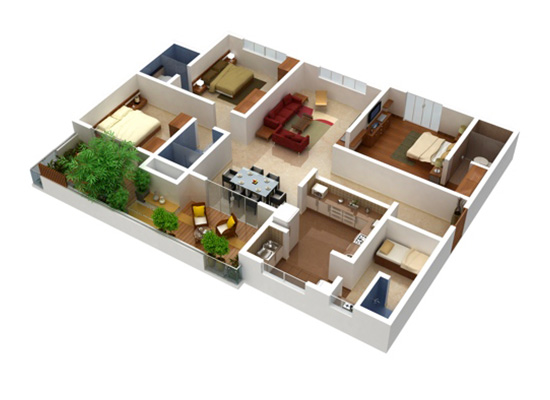 3 BHK TYPEB - Vaishnavi Terraces