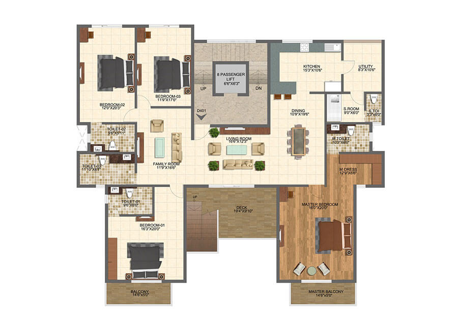 Block D,E & F Fourth Floor - rj brooke square