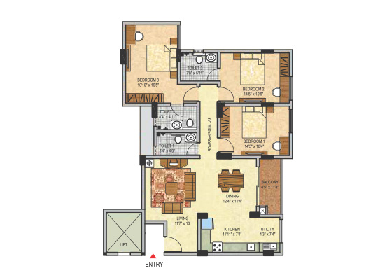 blockA_3bhk_1600sft_type12 - Janhavi Enclave
