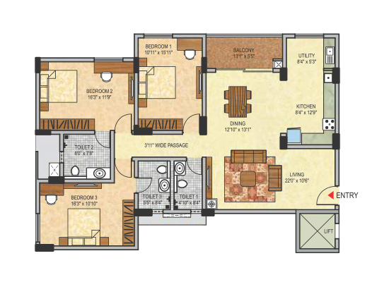 blockA_3bhk_1600sft_type15 - Janhavi Enclave