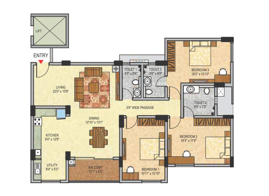 blockA_3bhk_1600sft_type18 - Janhavi Enclave