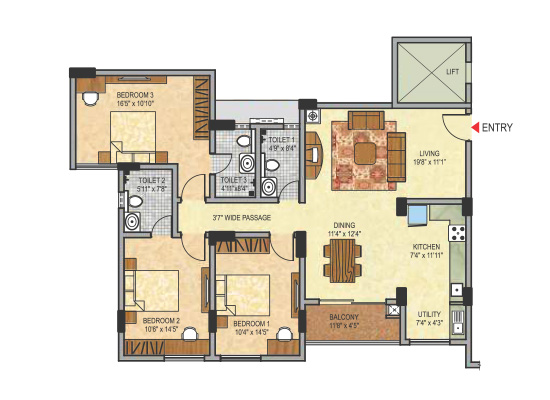 blockA_3bhk_1600sft_type7 - Janhavi Enclave