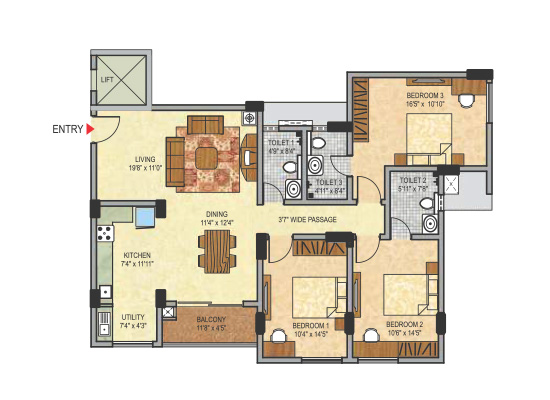 blockA_3bhk_1600sft_type8 - Janhavi Enclave