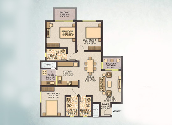 typeA2 3bhk 159 7sft - Sobha Santorini