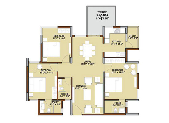 floorplan typeG1 3bhk 1660sft - Unishire Terraza